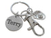 Baseball Mitt Charm Keychain with Custom Engraved Disc & Clasp, Personalized Softball / Baseball Player Keychain