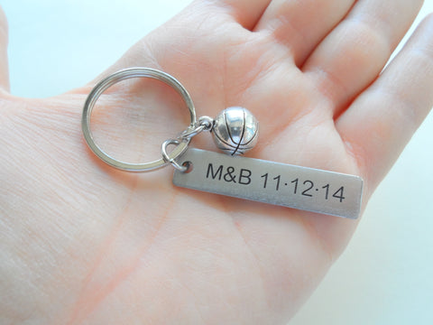 Custom Engraved Basketball Keychain, Steel Tag Engraved Basketball Fan Keychain Gift by Jewelry Everyday