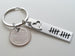 10 Tally Marks Engraved Aluminum Tag with Heart Charm and Dime Keychain, Couples Anniversary Key Chain