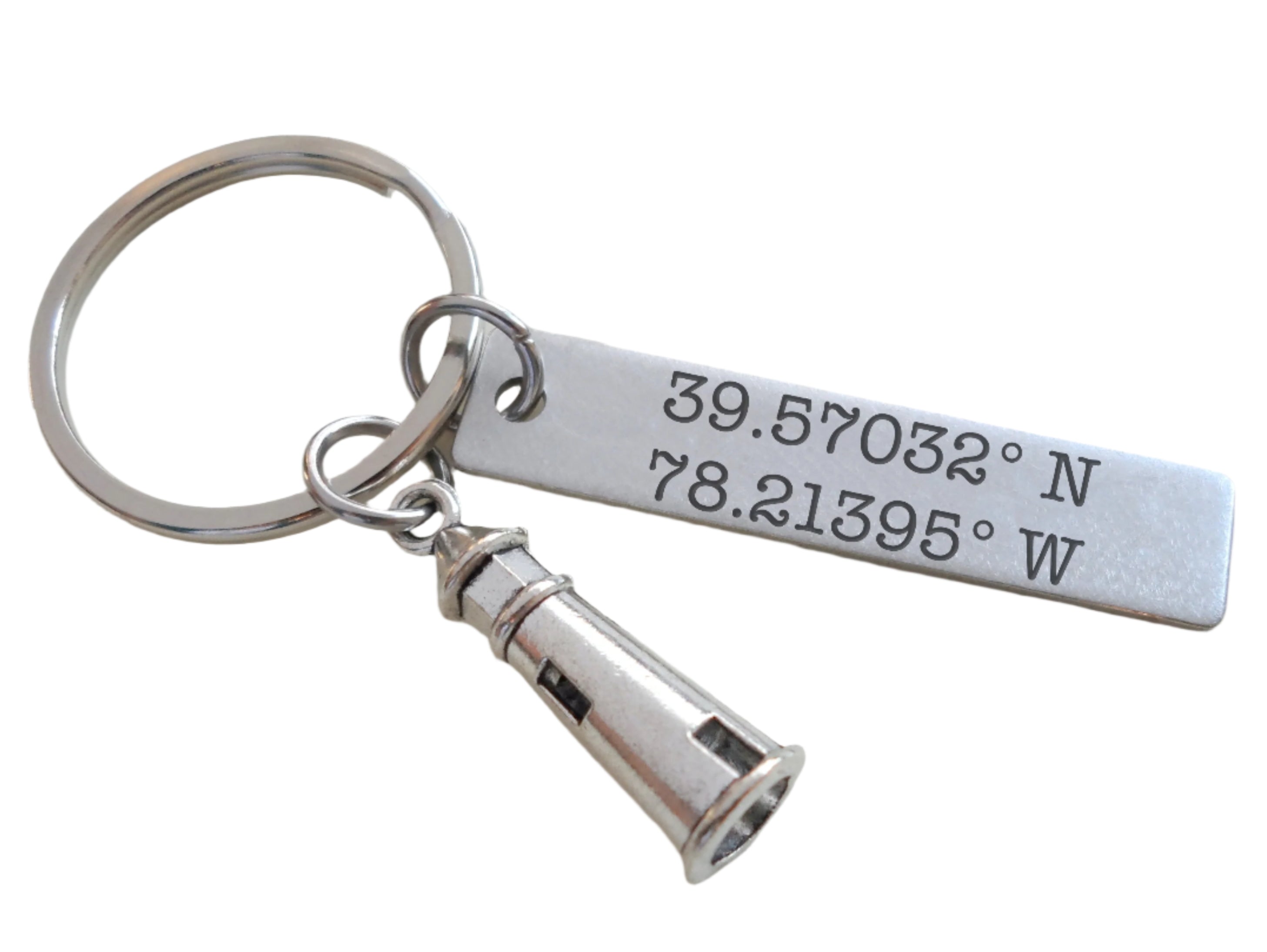 Lighthouse Charm Keychain with Custom Engraved Tag – JewelryEveryday