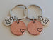 2 Penny Keychains with Custom Engraved Circle Charms; Couples Anniversary Gift