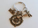 Custom Graduation Bronze Compass Charm Keychain with Graduate Scroll Charm, Class of 2025 Personalized Graduate Keychain Gift