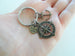Bronze Compass Charm Keychain with Anchor & I Love You Heart Charm - I'd Be Lost Without You; Couples Keychain