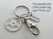 Employee Appreciation Gifts • Silver Gear Keychain with Clasp & Custom Engraved Thank You Tag by JewelryEveryday with "Thanks for being an essential part of our team!" Card