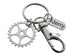 Employee Appreciation Gifts • Silver Gear Keychain with Clasp & Custom Engraved Thank You Tag by JewelryEveryday with "Thanks for being an essential part of our team!" Card