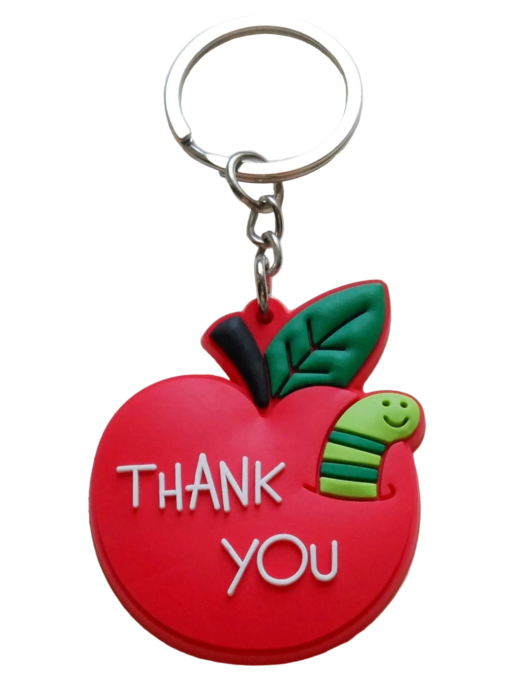 Teacher Appreciation Keychain with Red Silicone Thank You Apple