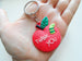 Teacher Appreciation Keychain with Red Silicone Thank You Apple