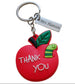 Teacher Appreciation Keychain with Red Silicone Thank You Apple and Custom Engraved Tag by JewelryEveryday
