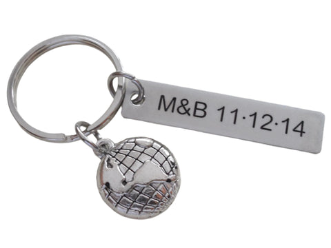 World Globe Keychain - You Mean The World To Me; Couples Keychain by Jewelry Everyday
