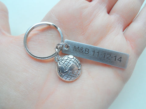World Globe Keychain - You Mean The World To Me; Couples Keychain by Jewelry Everyday