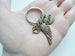 Custom Bronze Paw & Wing Charm Keychain with Engraved Disc, Pet Loss Gift, Dog Memorial Keychain