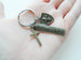 Bronze Shield & Cross Charm Keychain with Engraved Tag Saying "My Strength & My Shield", Religious Keychain