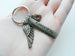 A Piece of My Heart is in Heaven Baby Feet Charm Memorial Keychain, Bronze Engraved Tag, Feet, & Wing Charm