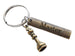 Bronze Small King Chess Piece Charm Keychain with Custom Engraved Rectangle Tag by JewelryEveryday