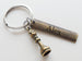 Bronze Small King Chess Piece Charm Keychain with Custom Engraved Rectangle Tag by JewelryEveryday