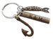 Bronze Fish & Hook Charm Keychain with Custom Engraved Tag