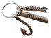 Bronze Fish & Hook Charm Keychain with Custom Engraved Tag