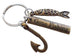 Bronze Fish & Hook Charm Keychain with Custom Engraved Tag