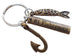 Bronze Fish & Hook Charm Keychain with Custom Engraved Tag