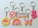Flower Power Charm Keychains, 6 Keychains
