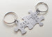 2 Matching Steel Puzzle Custom Engraved Keychains by Jewelry Everyday