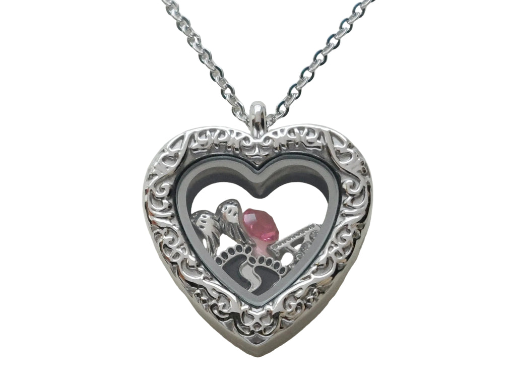 Personalized Forever in My Heart Stainless Steel Heart Locket Necklace for Family or Infant Loss Memorial - by Jewelry Everyday