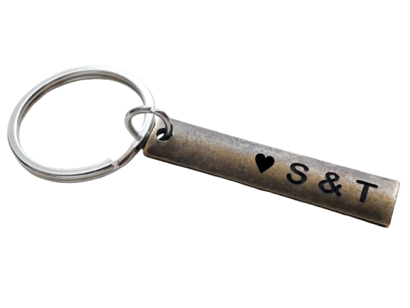 8 Year Anniversary Gift • Personalized Antique Bronze Tag Keychain Custom Engraved by Jewelry Everyday