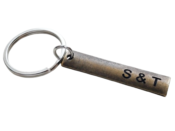 8 Year Anniversary Gift • Personalized Antique Bronze Tag Keychain Custom Engraved by Jewelry Everyday