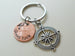Custom Engraved Graduation 2025 Penny Keychain with Engraved Graduate Cap & Compass Charm, Graduate Keychain