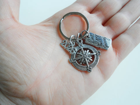 Find Joy in the Journey & Compass Charm Keychain with Year Charm