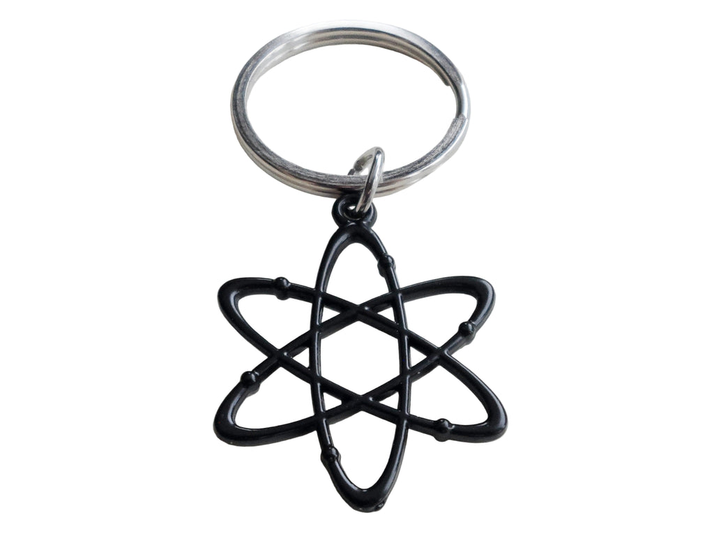 Black Enamel Atom Charm Keychain, Science & Physics Keychain