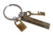 Custom Engraved Bronze Tag Keychain with Love Lock & Key Charm