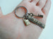 Custom Engraved Bronze Tag Keychain with Love Lock & Key Charm