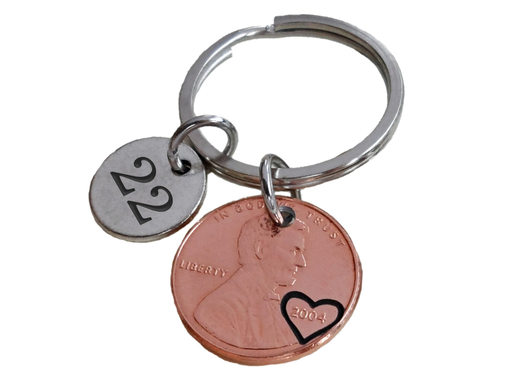 Penny Keychain With Custom Engraving Circle Charm, For Anniversary Gift, Husband, Wife, Boyfriend, Girlfriend, Couples Key Chain