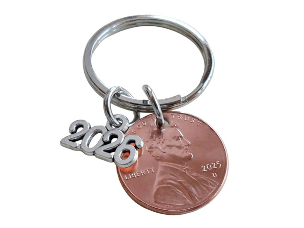 Penny Keychain with 2026 Charm, Employee & Volunteer Appreciation Keychain, with "Lucky to Work with You!" Card