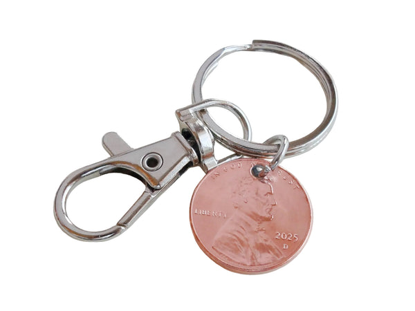 Anniversary Gift • Penny Keychain with Swivel Clasp