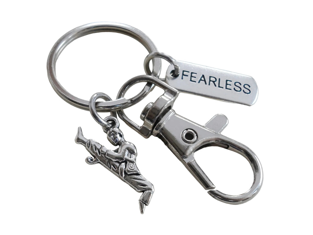 Martial Arts Keychain with Kicking Student Charm, Fearless Charm, and Swivel Clasp, Karate, Taekwondo or Coach Keychain