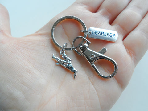 Martial Arts Keychain with Kicking Student Charm, Fearless Charm, Swivel Clasp, Karate, and Personalized Charm Options, Taekwondo or Coach Keychain