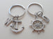 Anchor & Ships Helm Keychain Set- You Be My Anchor And I'll Steery You Straight; Couples Keychain Set by Jewelry Everyday