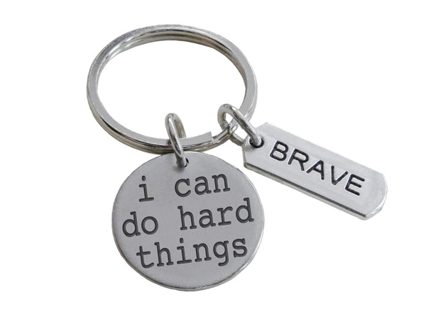 I Can Do Hard Things Keychain with Brave Charm, Encouragement Keychain