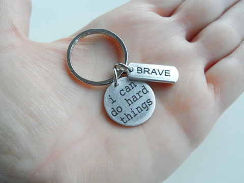 I Can Do Hard Things Keychain with Brave Charm, Encouragement Keychain