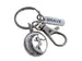 Surfing Keychain with a Girl Surfer Charm, Brave Charm, and Swivel Clasp