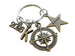 Custom Bronze Compass Charm Keychain with Dream Star & 2026 Charm, Personalized Keychain Gift