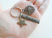 Bronze Compass Charm Keychain with Dream Star & Custom Engraved Tag, Personalized Keychain Gift