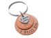 Penny & Copper Disc Keychain Custom Engraved with I Love You Heart Charm Layered, For Couples