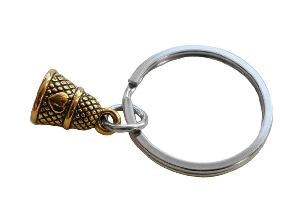 Golden Small Thimble Keychain - Peter Pan's Kiss; Couples Keychain