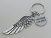 Memorial Keychain with Wing Charm and Custom Engraved Disc