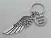 Memorial Keychain with Wing Charm and Custom Engraved Disc