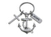 Large Anchor Charm Keychain with Cross Charm & Hope Charm, Religious Key Chain
