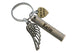 Memorial Keychain with Bronze Wing Charm and Custom Engraved Rectangle & Heart Tag